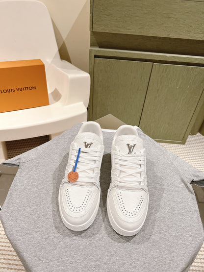 LV TRAINER SNEAKER IN WHITE CALFSKIN
