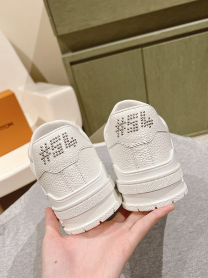 LV TRAINER SNEAKER IN WHITE CALFSKIN