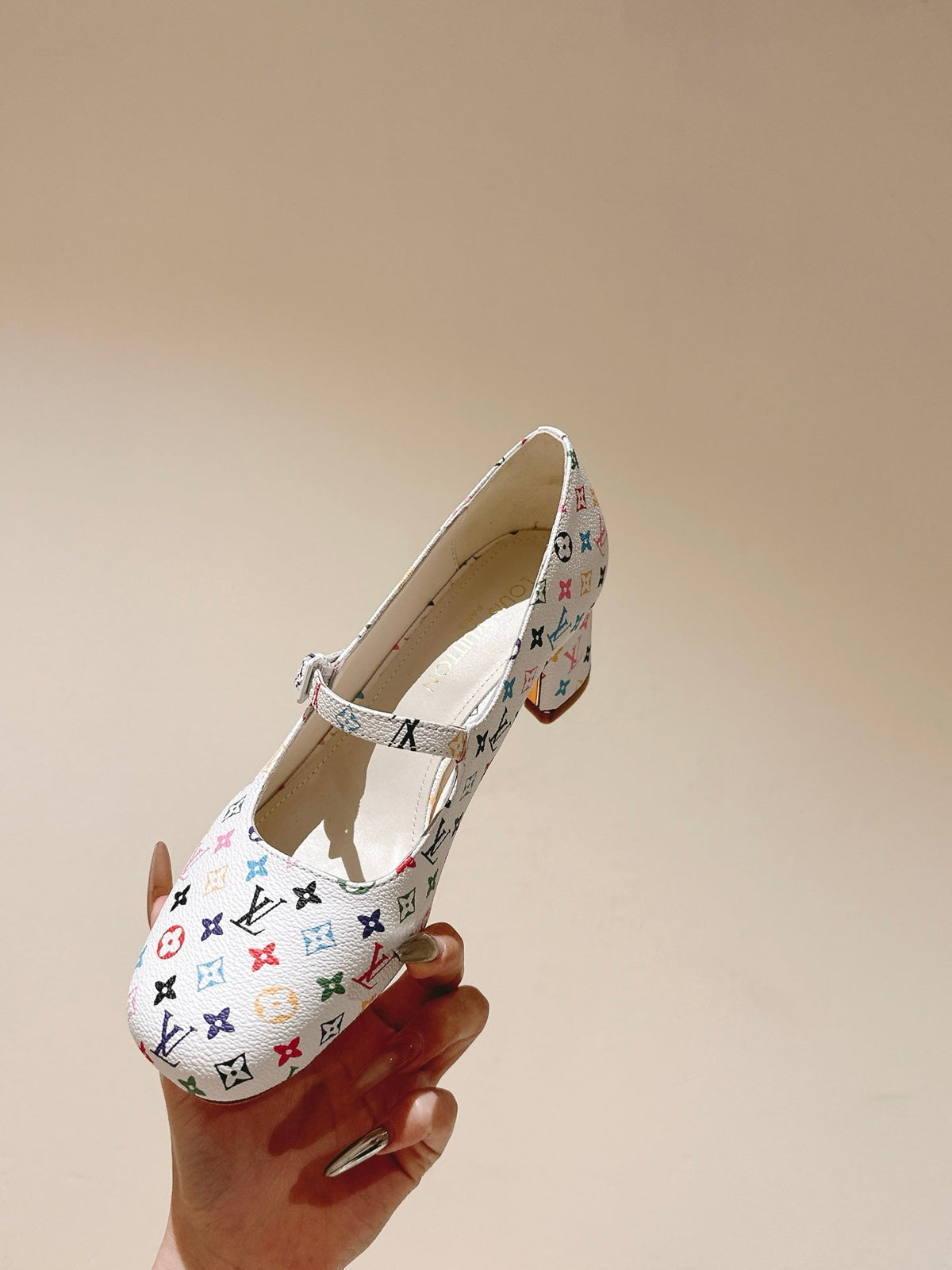 SWING HIGH MARY JANE 55 MM IN WHITE MONOGRAM CALFSKIN