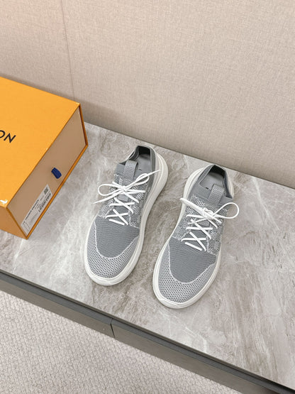SNEAKERS IN DOVE GRAY DAMIER ELASTIC FABRIC