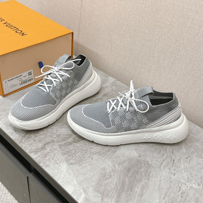 SNEAKERS IN DOVE GRAY DAMIER ELASTIC FABRIC