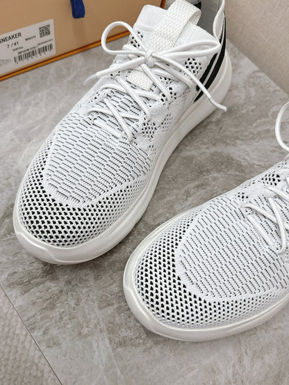SNEAKERS IN WHITE DAMIER ELASTIC FABRIC