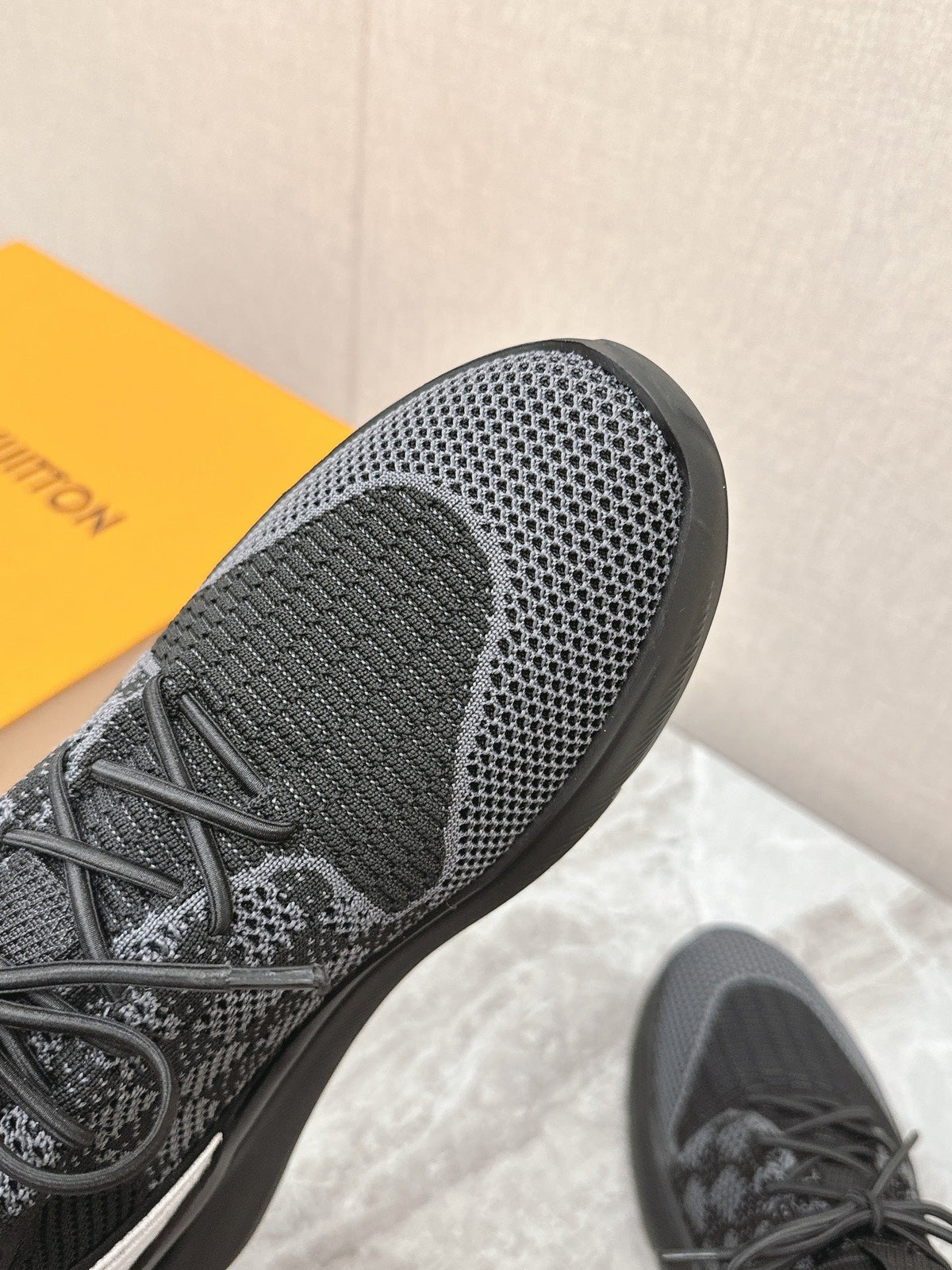 SNEAKERS IN BLACK DAMIER ELASTIC FABRIC