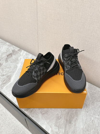 SNEAKERS IN BLACK DAMIER ELASTIC FABRIC