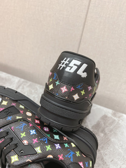TRAINER SNEAKER IN BLACK MIX COLORFUL CALFSKIN