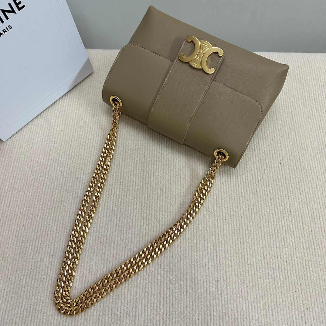 MEDIUM VICTOIRE BAG 25 IN SHADOW BROWN SUPPLE CALFSKIN GOLD HARDWARE