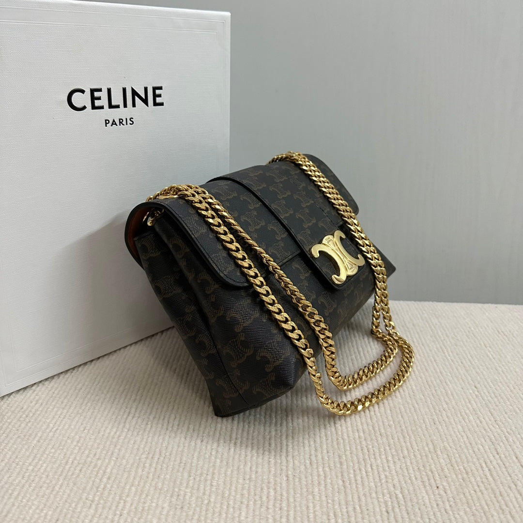 MEDIUM VICTOIRE BAG 25 IN BLACK TRIOMPHE CANVAS GOLD HARDWARE