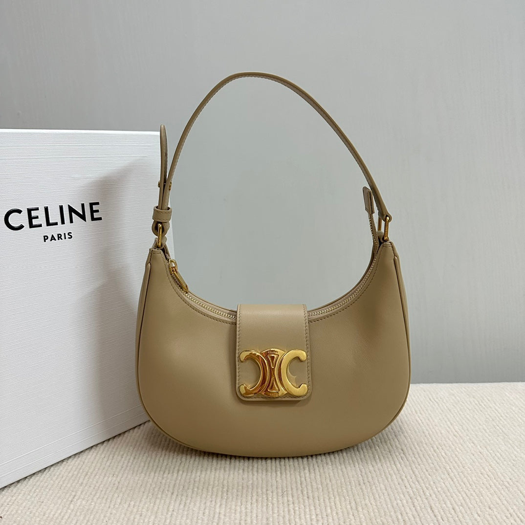 MEDIUM AVA BAG 23 IN DOMINO SMOOTH CALFSKIN GOLD LOGO