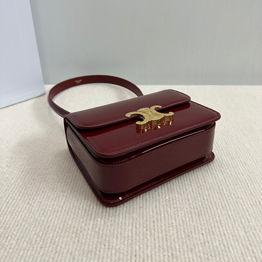 TEEN GARANCE BAG 18 IN WINE RED PATENT CALFSKIN