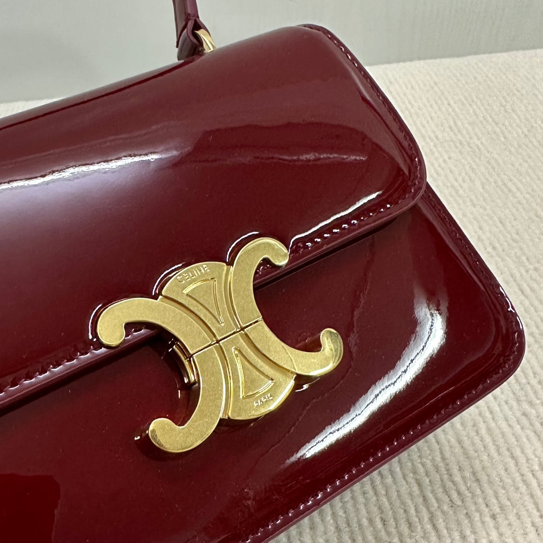 TEEN GARANCE BAG 18 IN WINE RED PATENT CALFSKIN