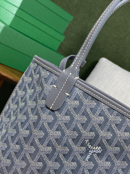 ANJOU MINI BAG 20 IN GREY GOYARDINE CANVAS AND CALFSKIN