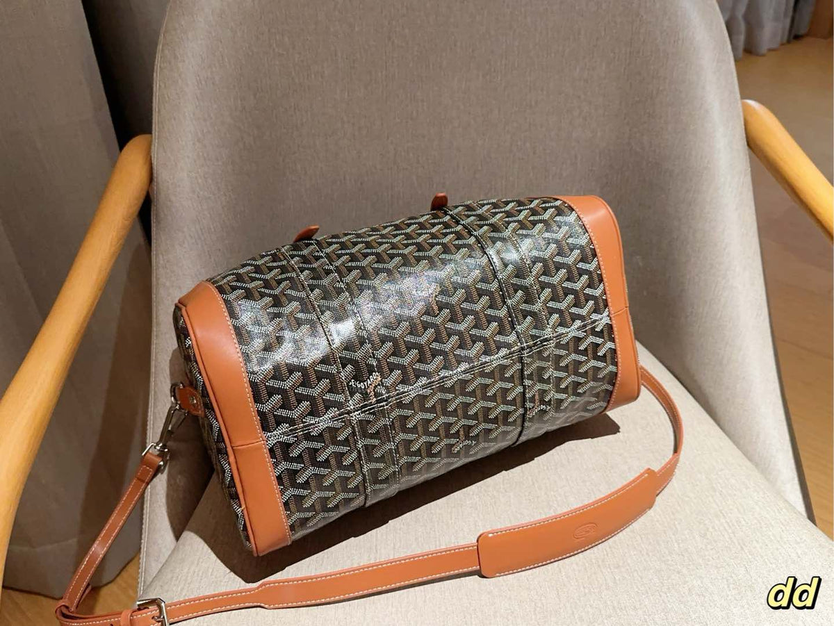 SAC HARDY PM BAG 35 IN BROWN GOYARDINE CANVAS AND TAN CALFSKIN
