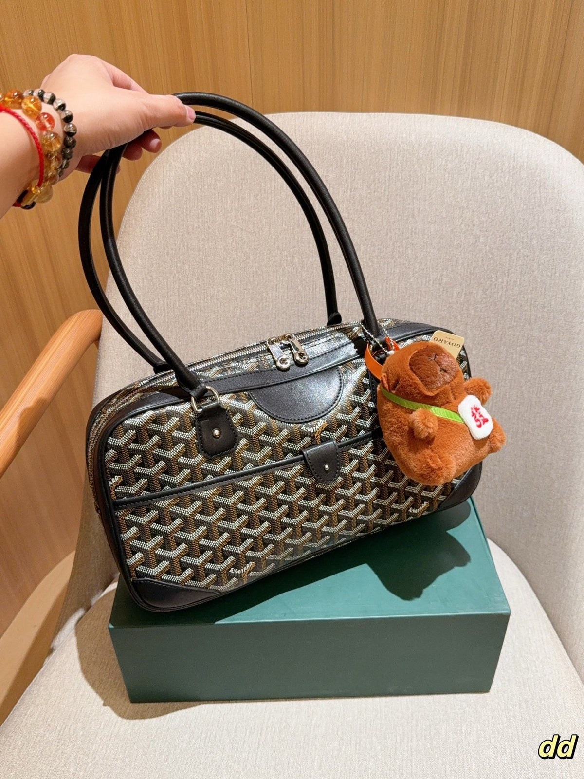 SAINT MARTIN BAG 34 IN BLACK GOYARDINE CANVAS AND CALFSKIN