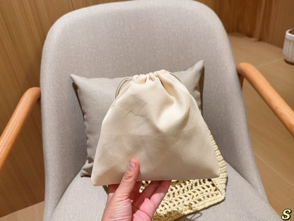 EMBROIDED LOGO MINI TOTE BAG 23 IN OFF WHITE WOVEN RAFFIA