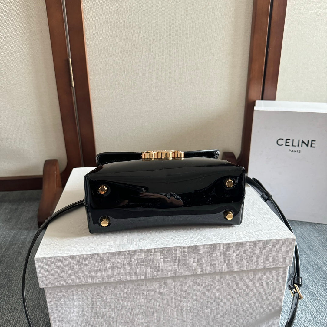 TEEN NINO BAG 20 IN BLACK GLOSSY CALFSKIN GOLD HARDWARE