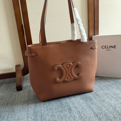 SMALL CABAS ANAÏS CUIR TRIOMPHE 28 IN BRONZE ORANGE GRAINED CALFSKIN