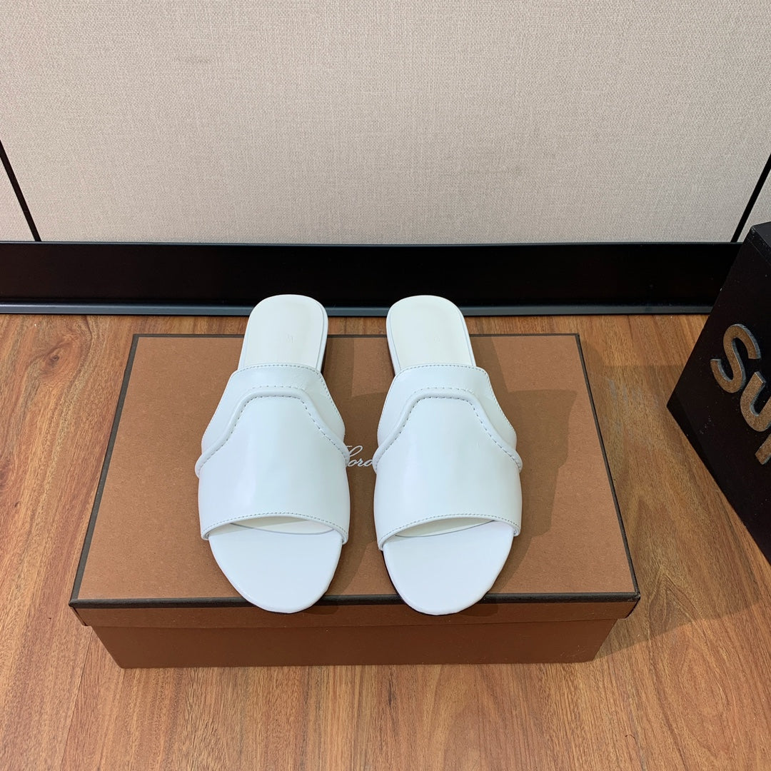 LP HIGHT TOP FLAT SLIPPERS WHITE CALFSKIN