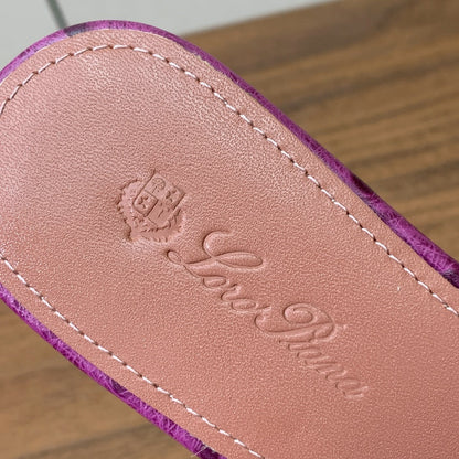 FLAT SLIPPERS IN PURPLE LAMBSKIN OSTRICH SKIN