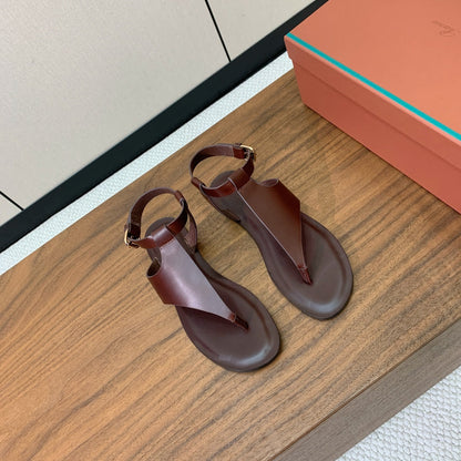 FLIP FLOPS SANDAL IN BROWN CALFSKIN