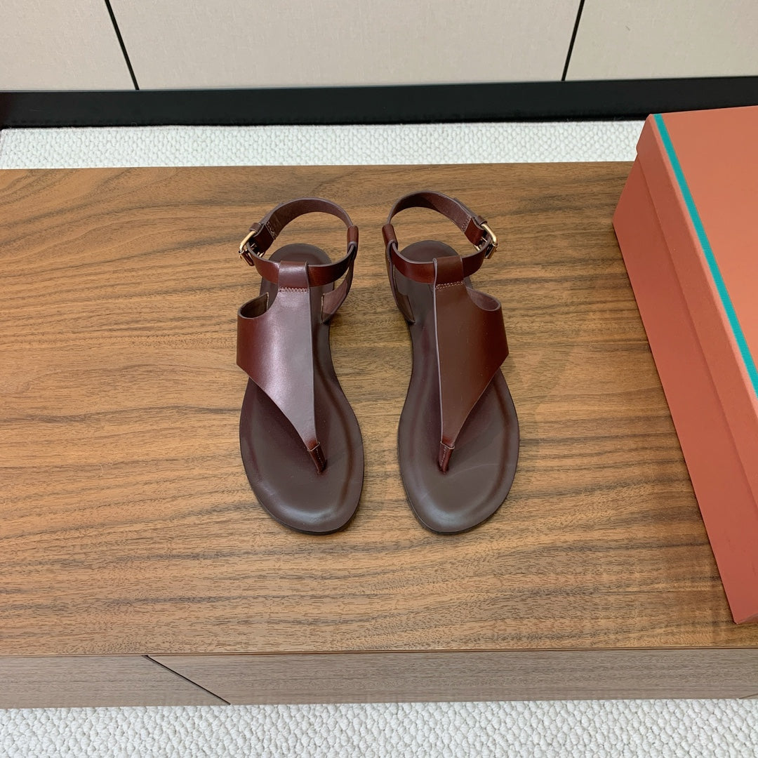FLIP FLOPS SANDAL IN BROWN CALFSKIN