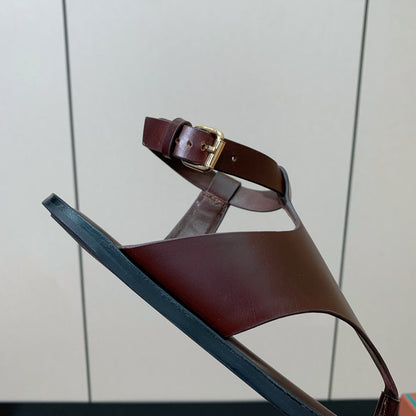 FLIP FLOPS SANDAL IN BROWN CALFSKIN