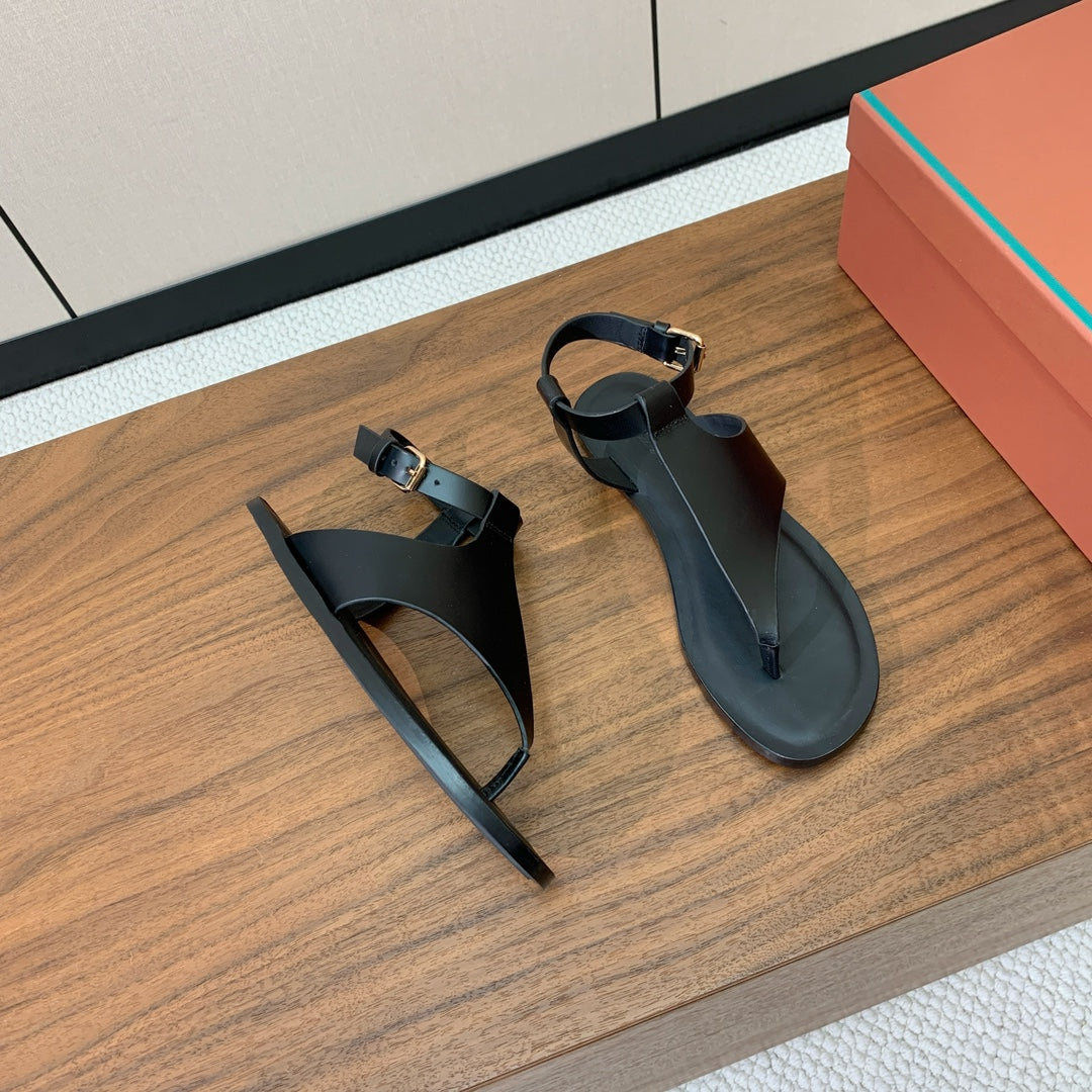 FLIP FLOPS SANDAL IN BLACK CALFSKIN