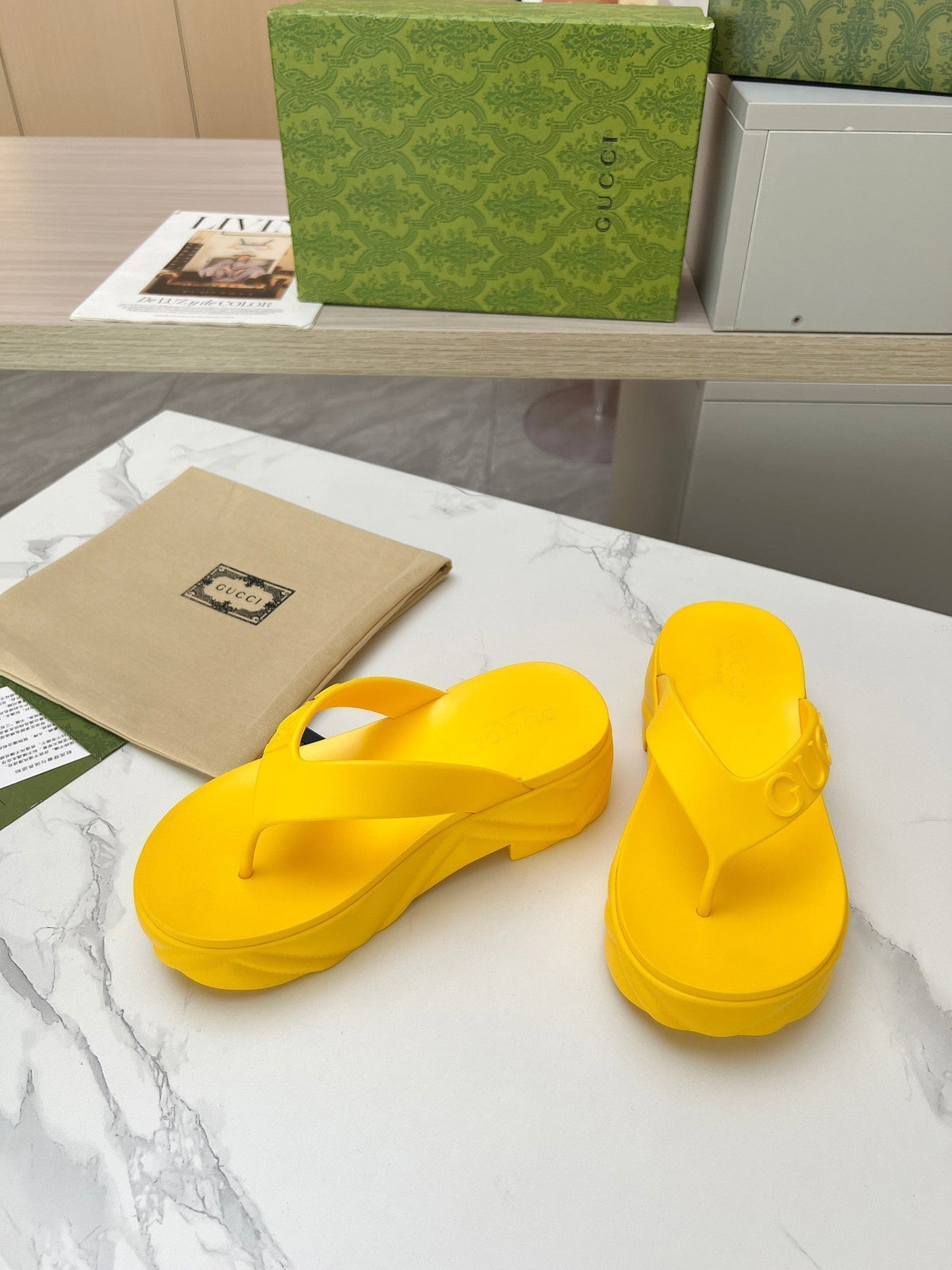 THONG PLATFORM IN BRIGHT YELLOW IMPORTED TPU