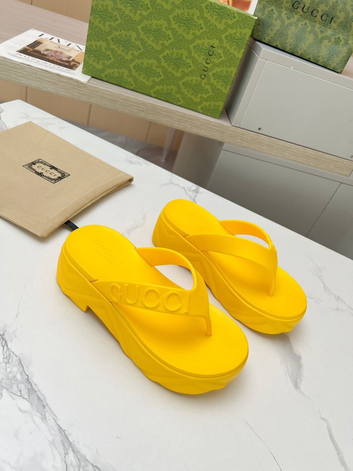THONG PLATFORM IN BRIGHT YELLOW IMPORTED TPU