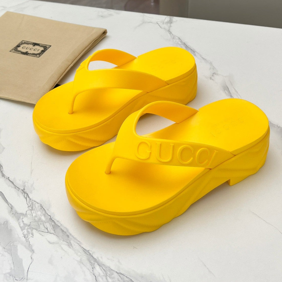 THONG PLATFORM IN BRIGHT YELLOW IMPORTED TPU
