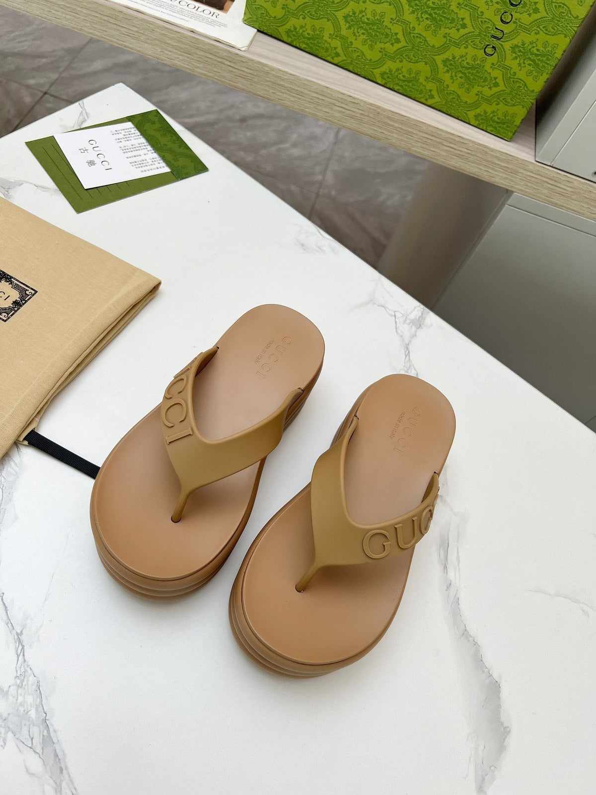 THONG PLATFORM 5 CM IN CIDER BROWN IMPORTED TPU