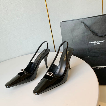 SL BLADE SLINGBACK BLACK POLISHED CALFSKIN