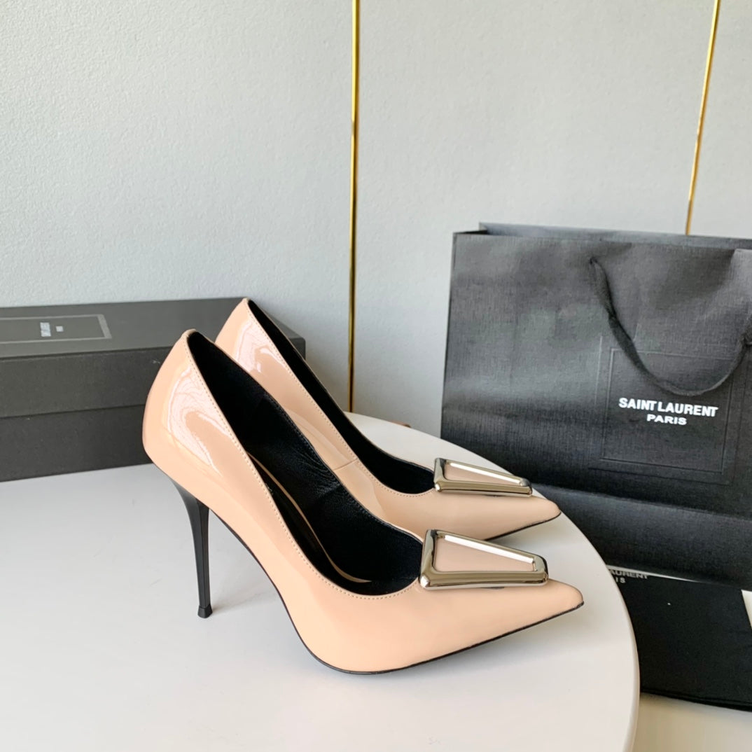 SL TRIANGLE BASIC HIGH HEELS BISQUE CALFSKIN