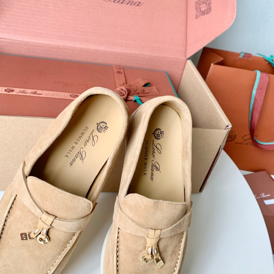 Loro Piana Beige Suede Summer Charms Walk Loafers