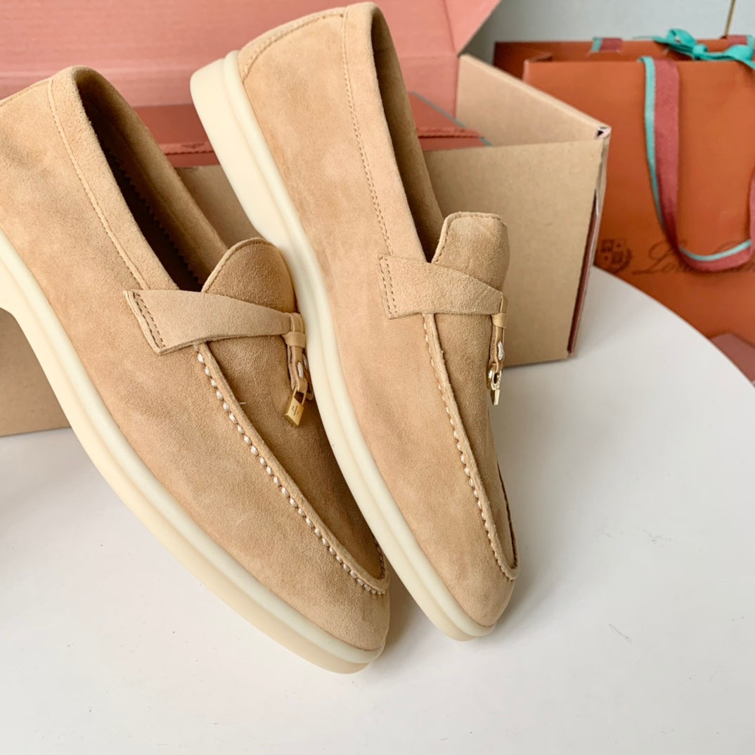 Loro Piana Beige Suede Summer Charms Walk Loafers