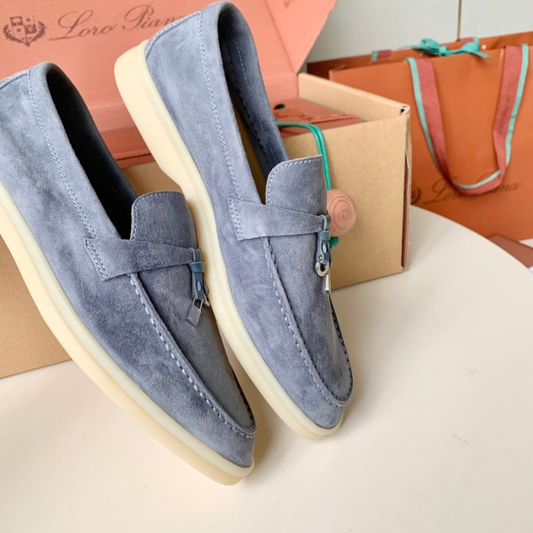 Loro Piana Cerulean Suede Summer Charms Walk Loafers