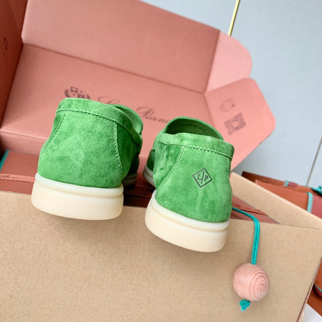 Loro Piana Green Suede Summer Charms Walk Loafers