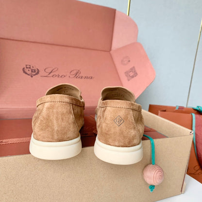 Loro Piana Brown Suede Summer Charms Walk Loafers
