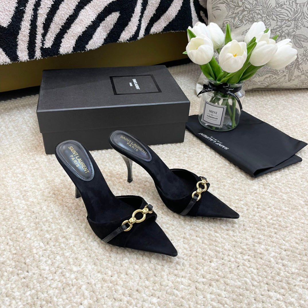 SL LINK MULES PUMP BLACK VELVET