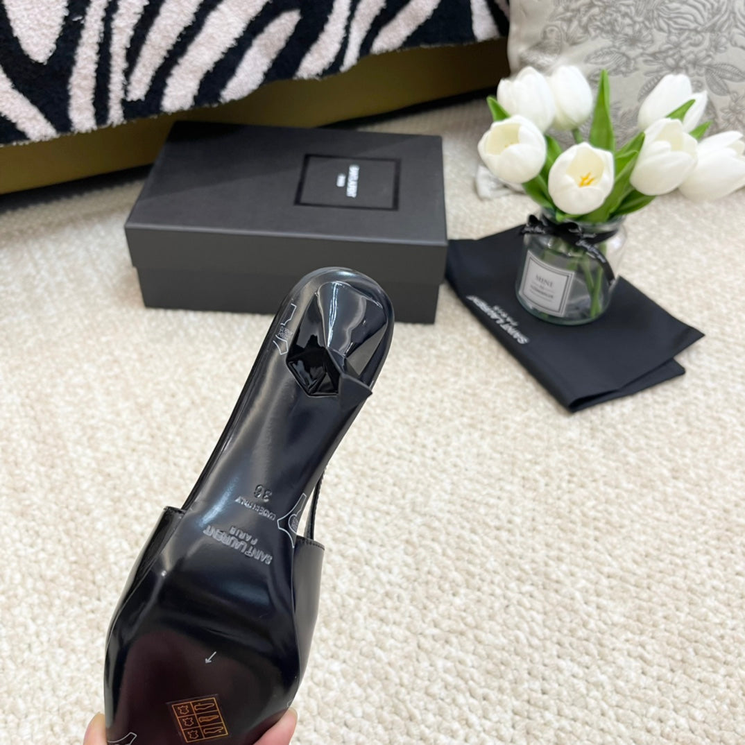 SL BLAKE SLINGBACK PUMPS BLACK CALFSKIN