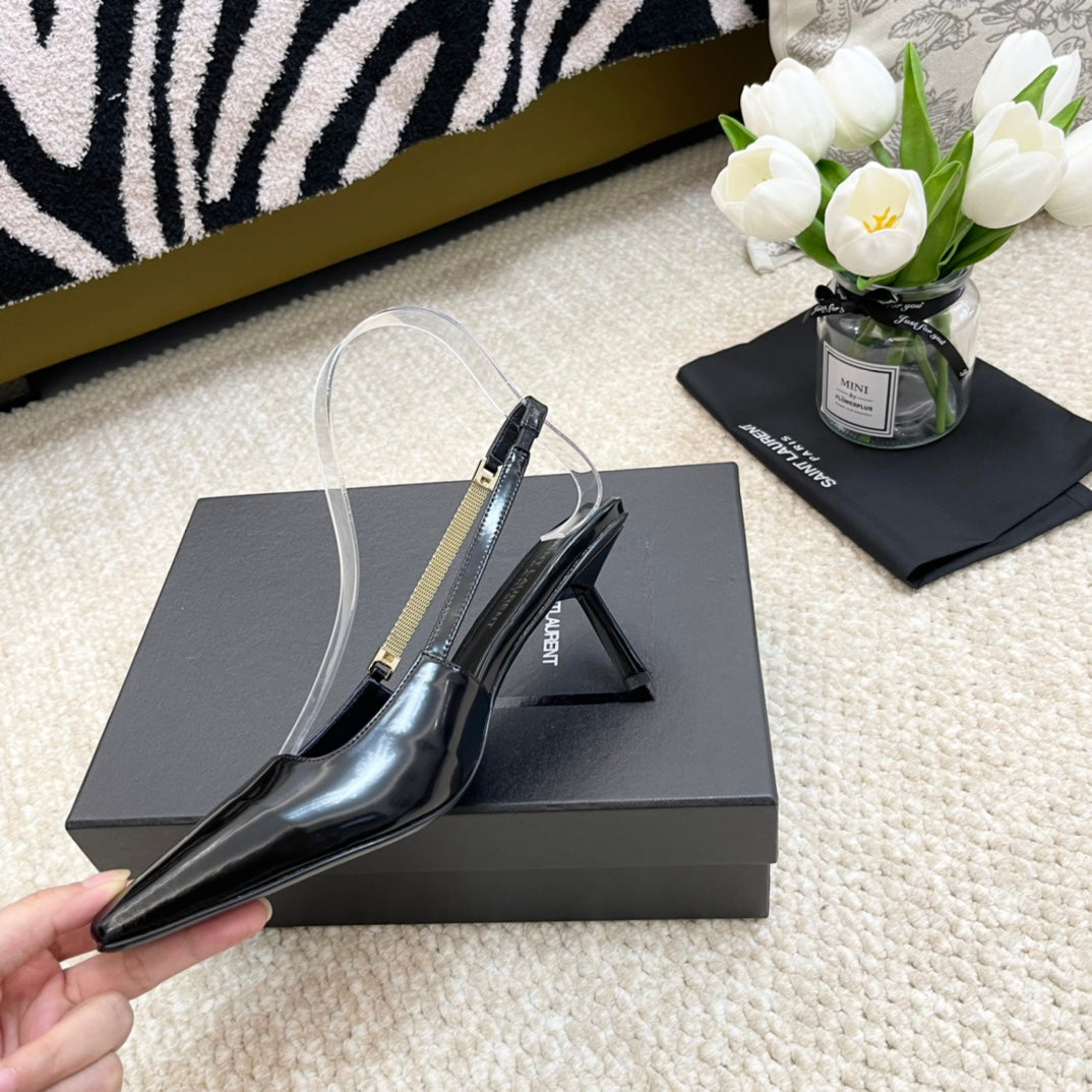 SL BLAKE SLINGBACK PUMPS BLACK CALFSKIN