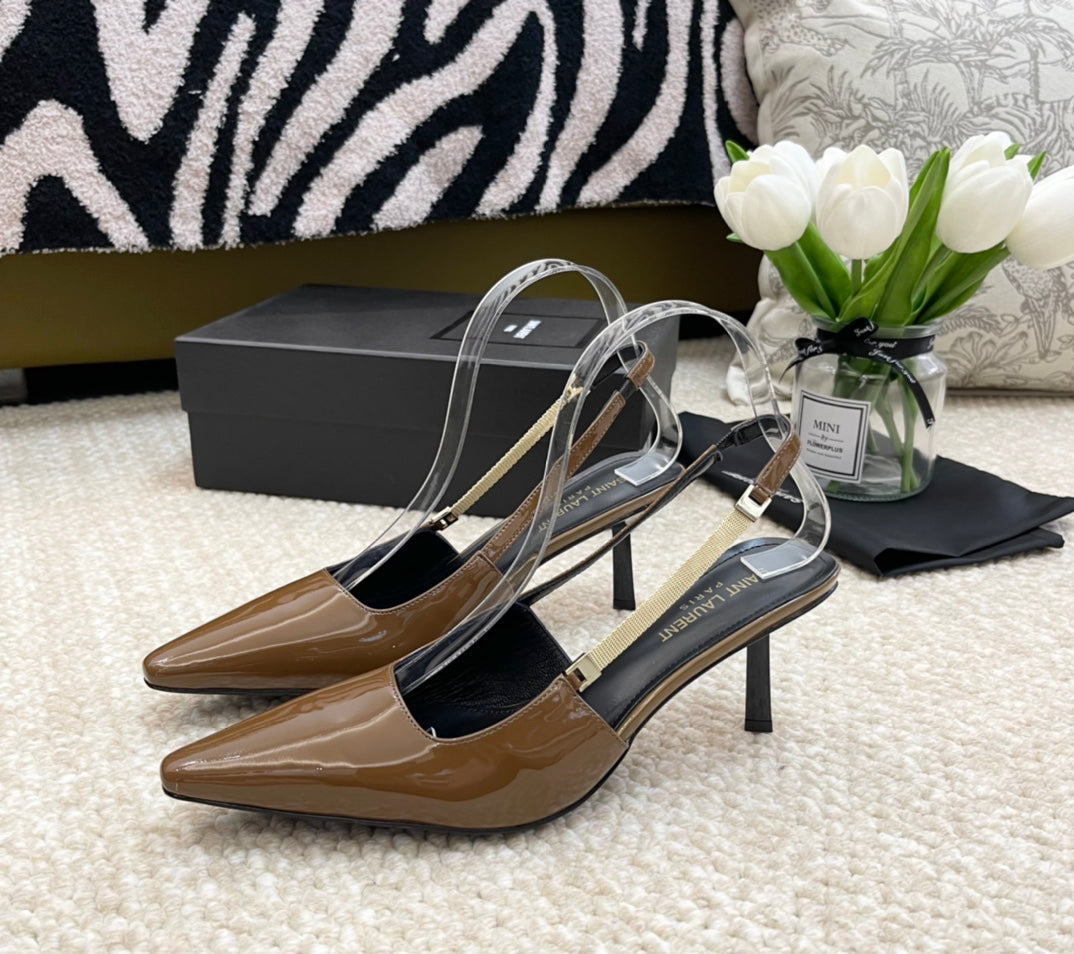 SL BLAKE SLINGBACK PUMPS CAMEL CALFSKIN