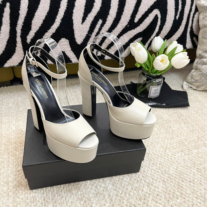 SL JODIE PLATFORM SANDALS WHITE CALFSKIN