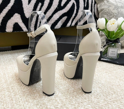 SL JODIE PLATFORM SANDALS WHITE CALFSKIN