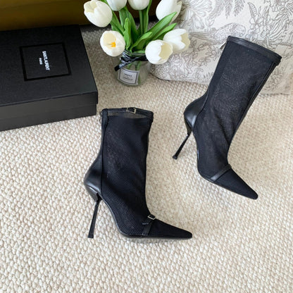 SL OXALIS BOOTIES IN BLACK MESH