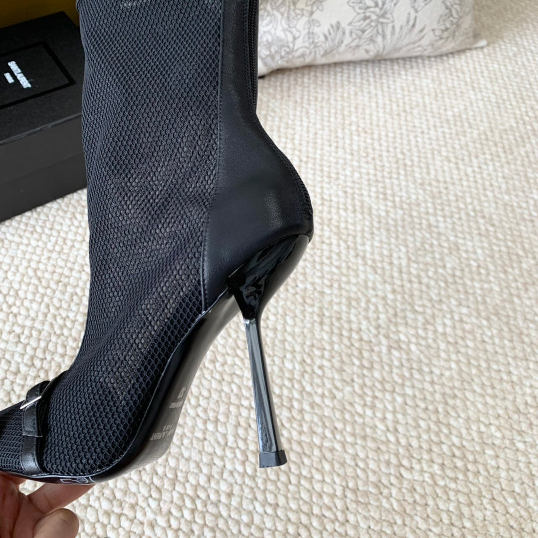 SL OXALIS BOOTIES IN BLACK MESH