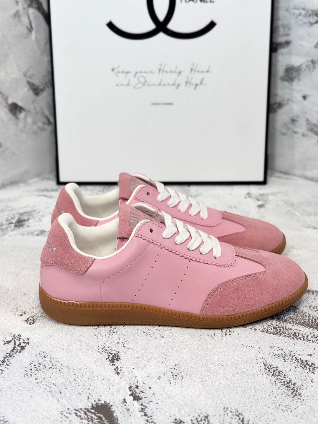 RETRO SNEAKERS IN PINK LAMBSKIN MIX SUEDE