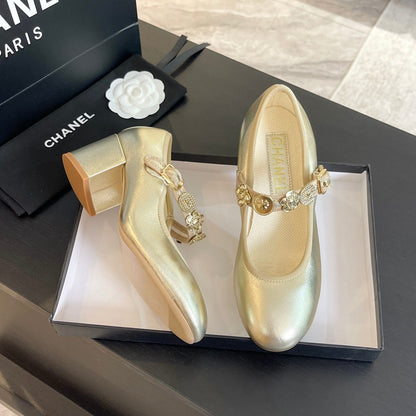 HIGH MERY JANE GOLDEN LAMBSKIN