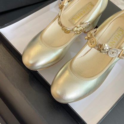HIGH MERY JANE GOLDEN LAMBSKIN