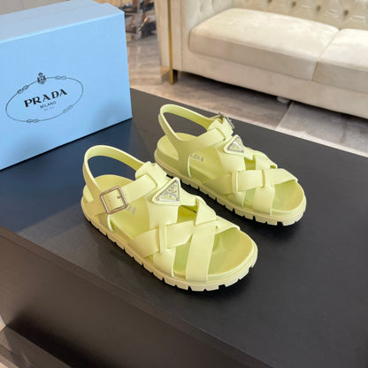 PRA CRISSCROSS RUBBER SANDALS LIME CALFSKIN