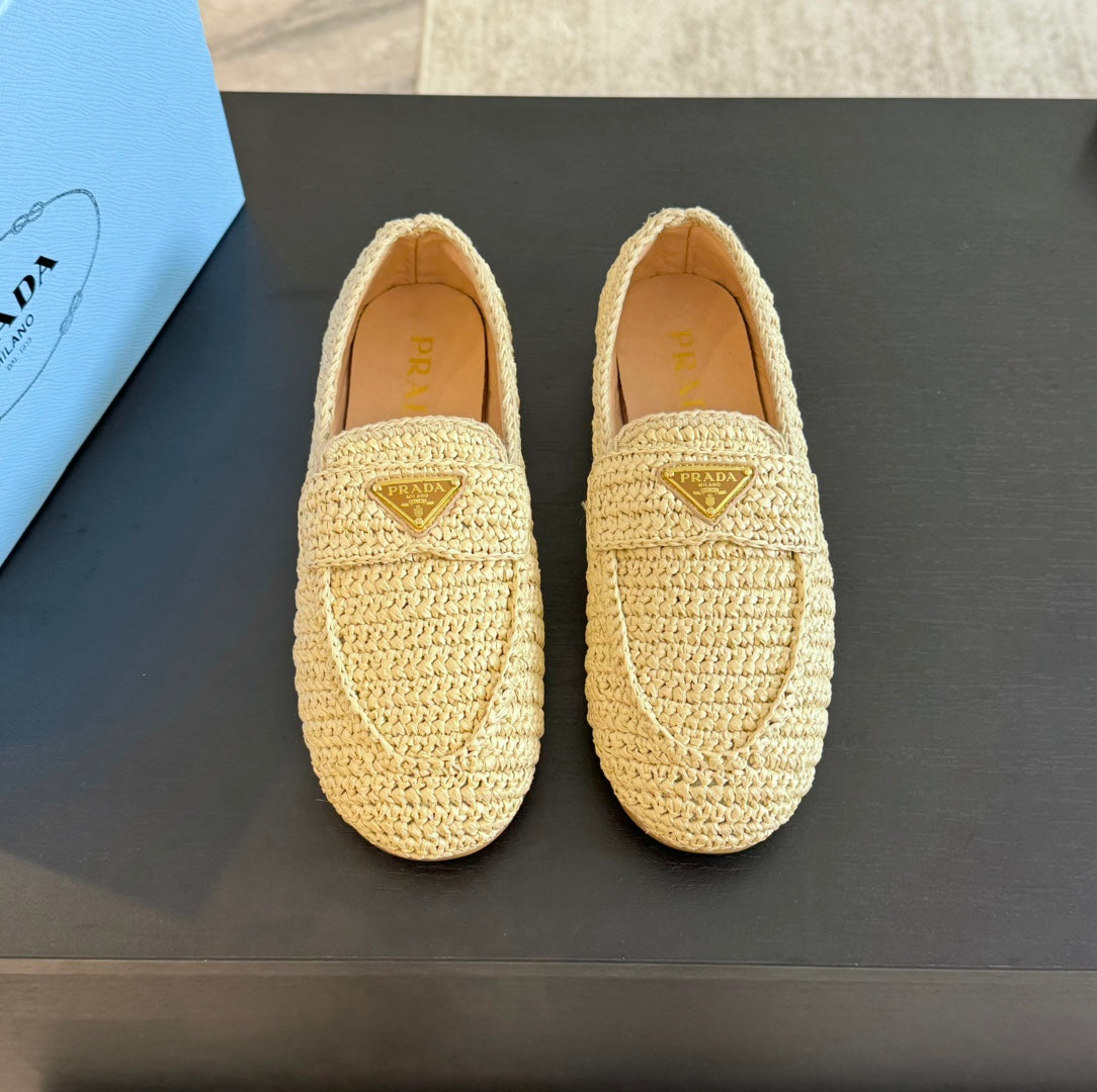 PRA CROCHET LOAFERS PASTEL YELLOW CALFSKIN